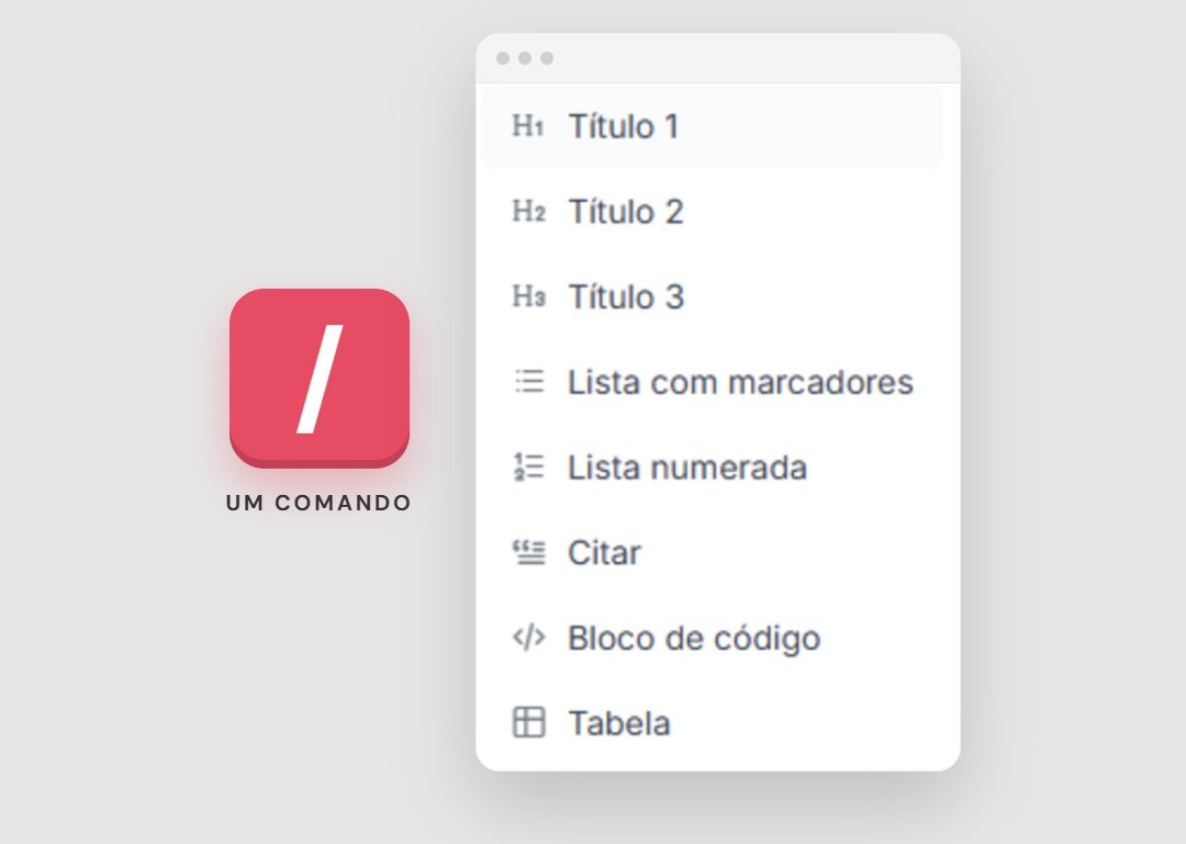Menu de comando "/" do novo editor de artigos do GLPI 12, com opções de título, listas, citação, bloco de código e tabela